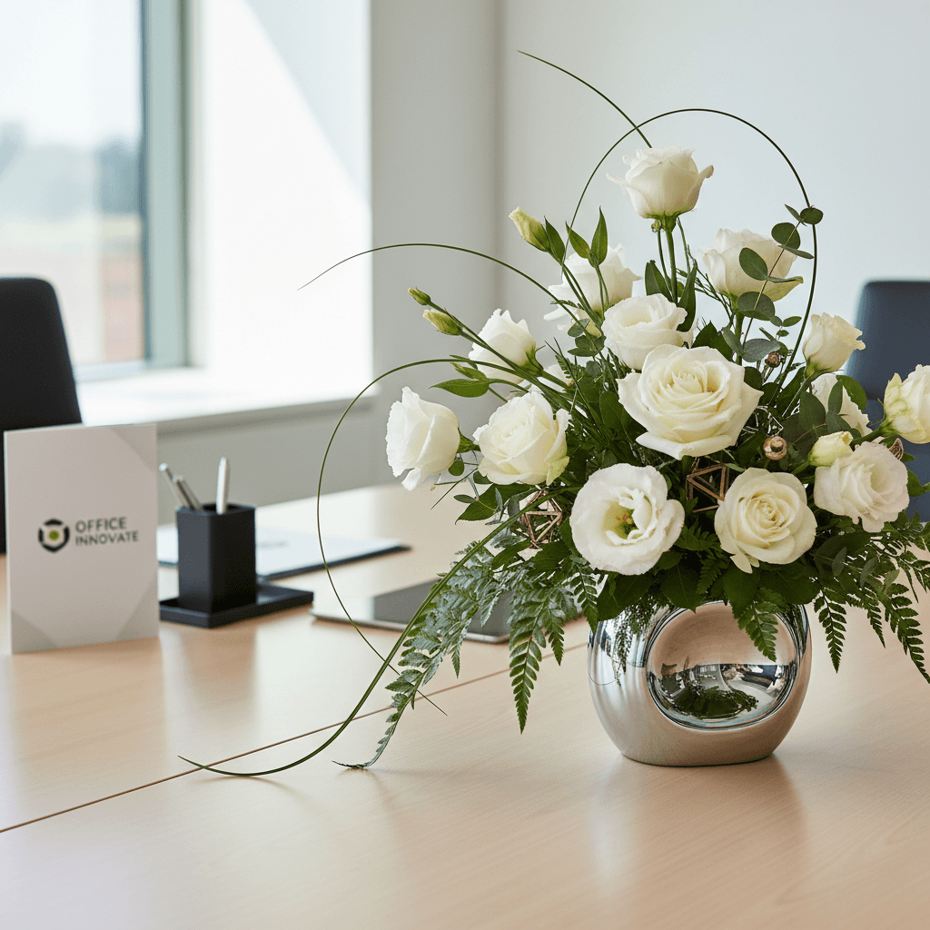 Corporate office floral table arrangement
