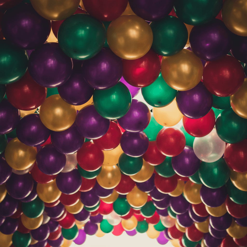 Colorful balloon arrangement for birthday party