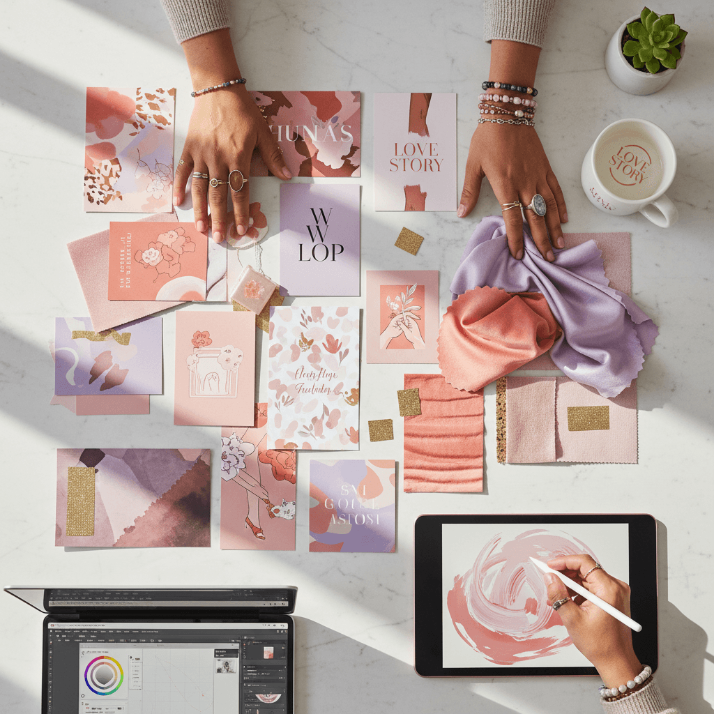 Custom event design consultation with floral samples and color planning